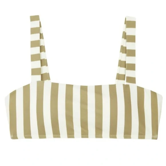 Rylee + Cru Olive striped bikini top size Small - Picture 2 of 2